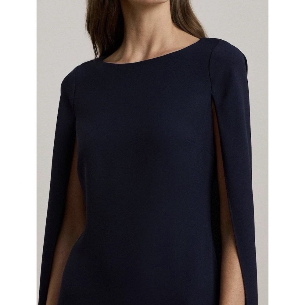 Lauren Ralph Lauren NWT Women's Georgette Cape Dress Navy Size 16  $195 - Picture 2 of 9